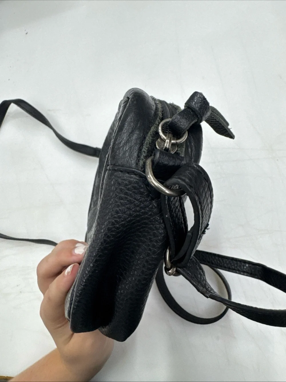 The Sak De Young Leather Camera Bag Crossbody Black Floral Embossed